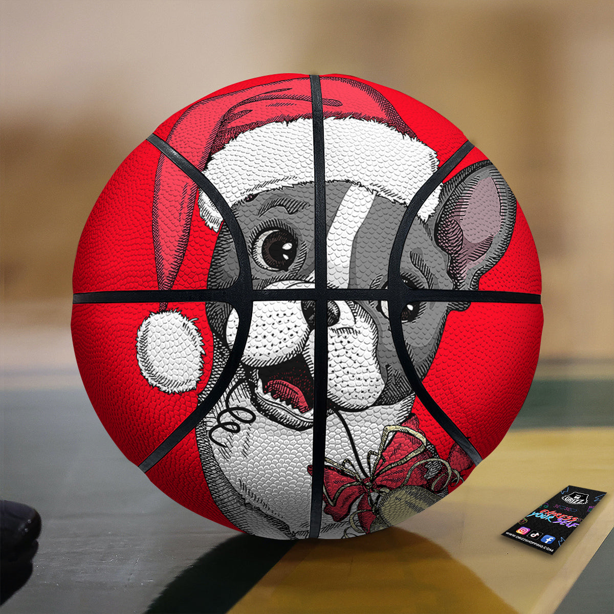Santa Christmas French Bulldog Print Basketball