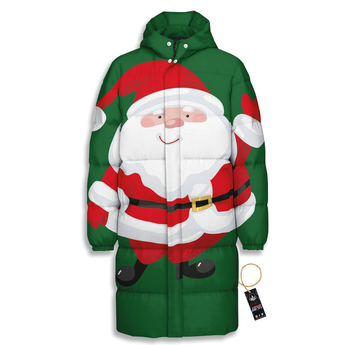 Santa Claus Cartoon Print Long Down Jacket