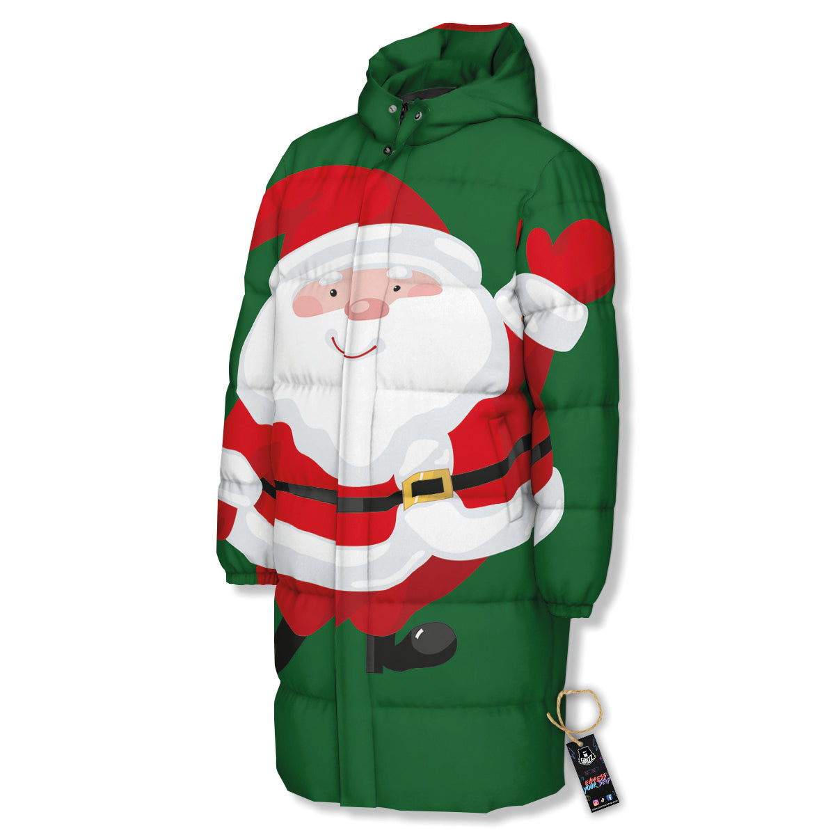 Santa Claus Cartoon Print Long Down Jacket
