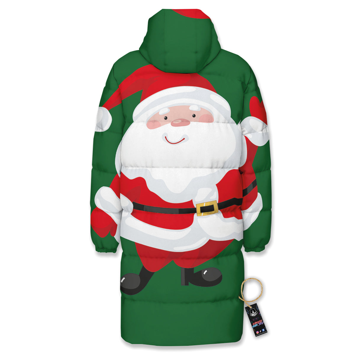 Santa Claus Cartoon Print Long Down Jacket