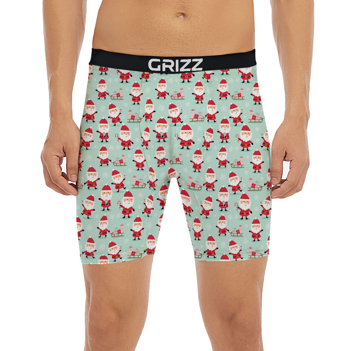 Santa Claus Cartoon Print Pattern Boxer Briefs