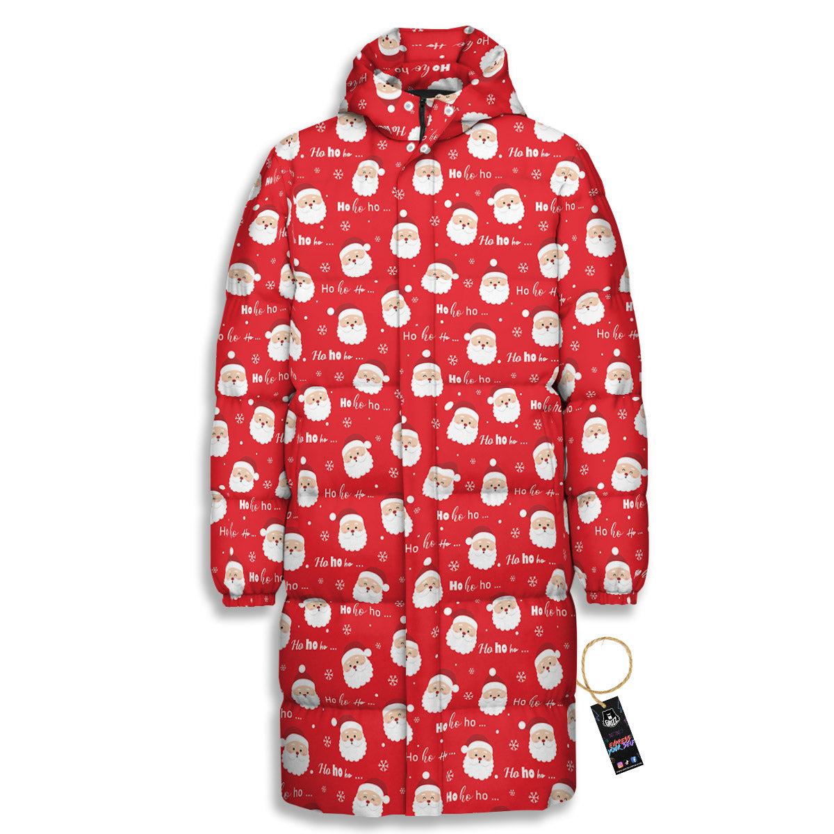 Santa Claus Christmas Print Pattern Long Down Jacket