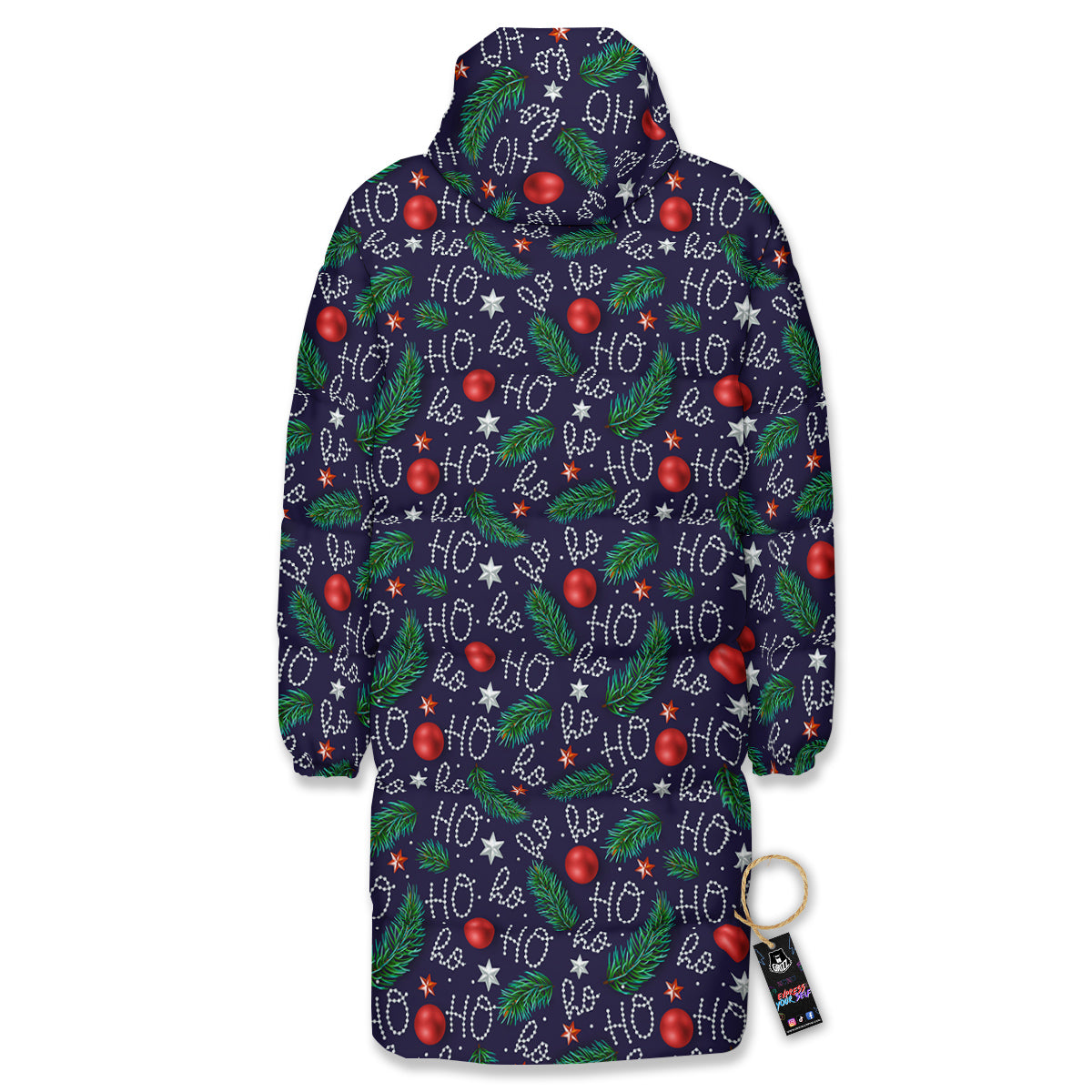 Santa Claus Laugh Christmas Hohoho Print Long Down Jacket