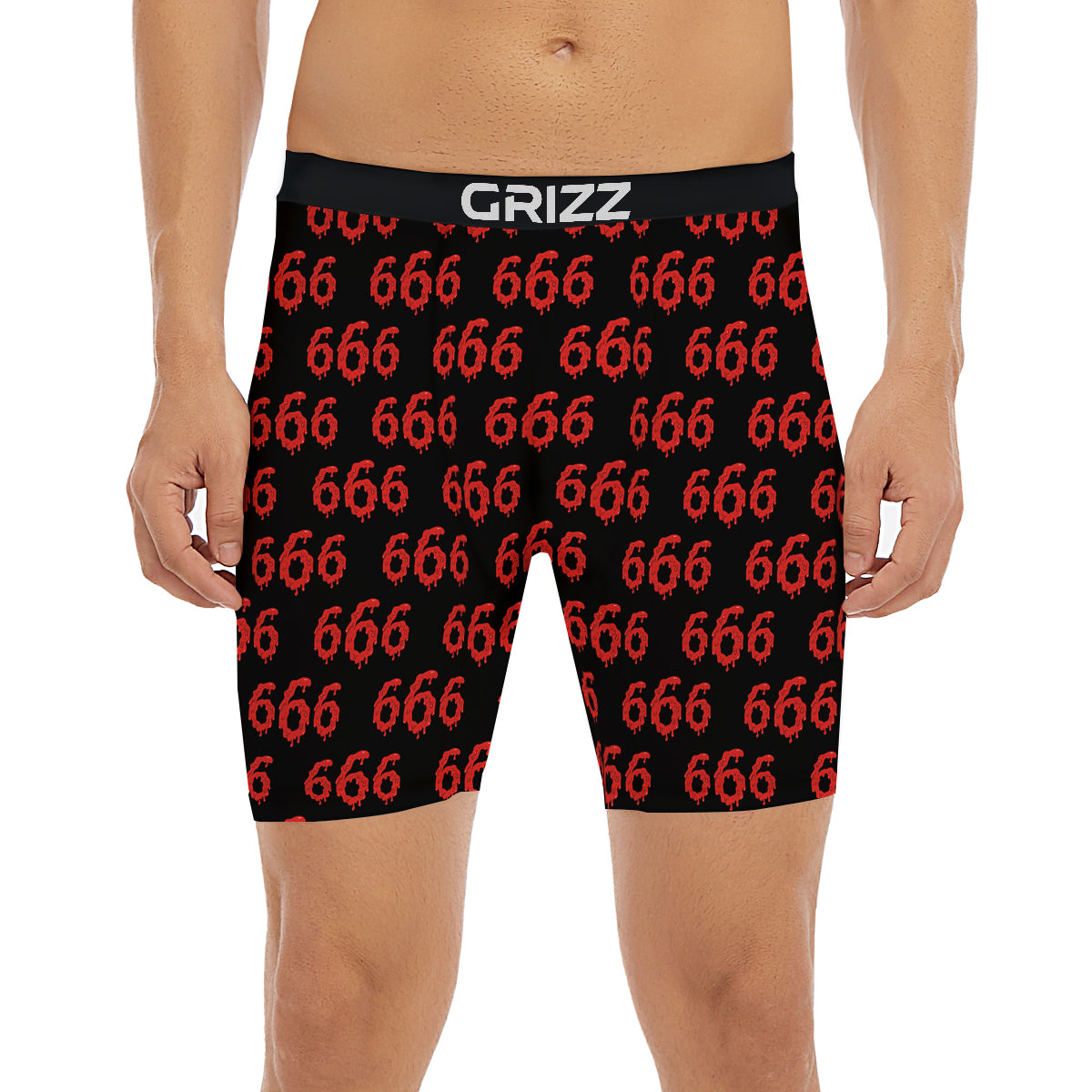 Satan 666 Print Pattern Boxer Briefs-grizzshop