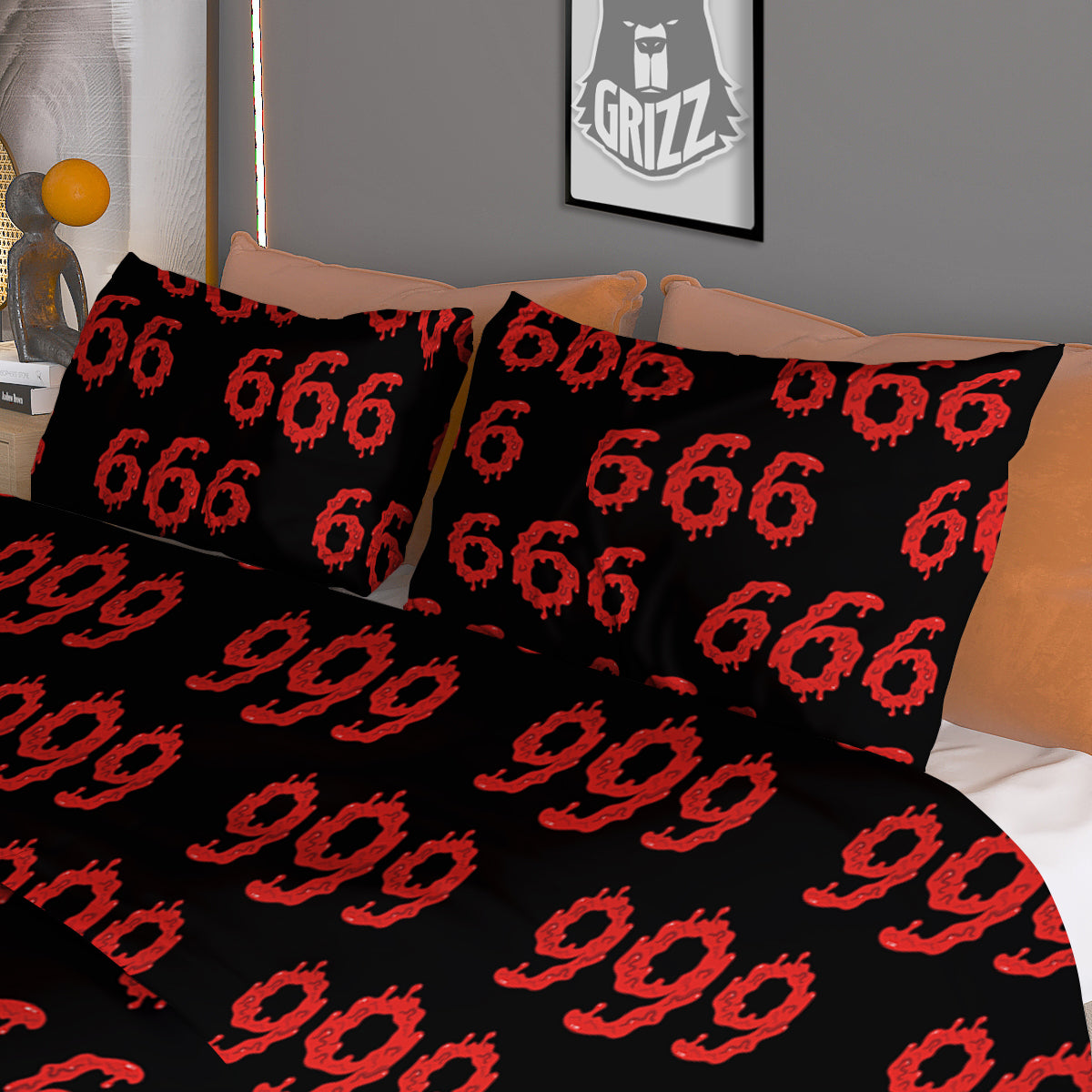 Satan 666 Print Pattern Duvet Cover Bedding Set-grizzshop
