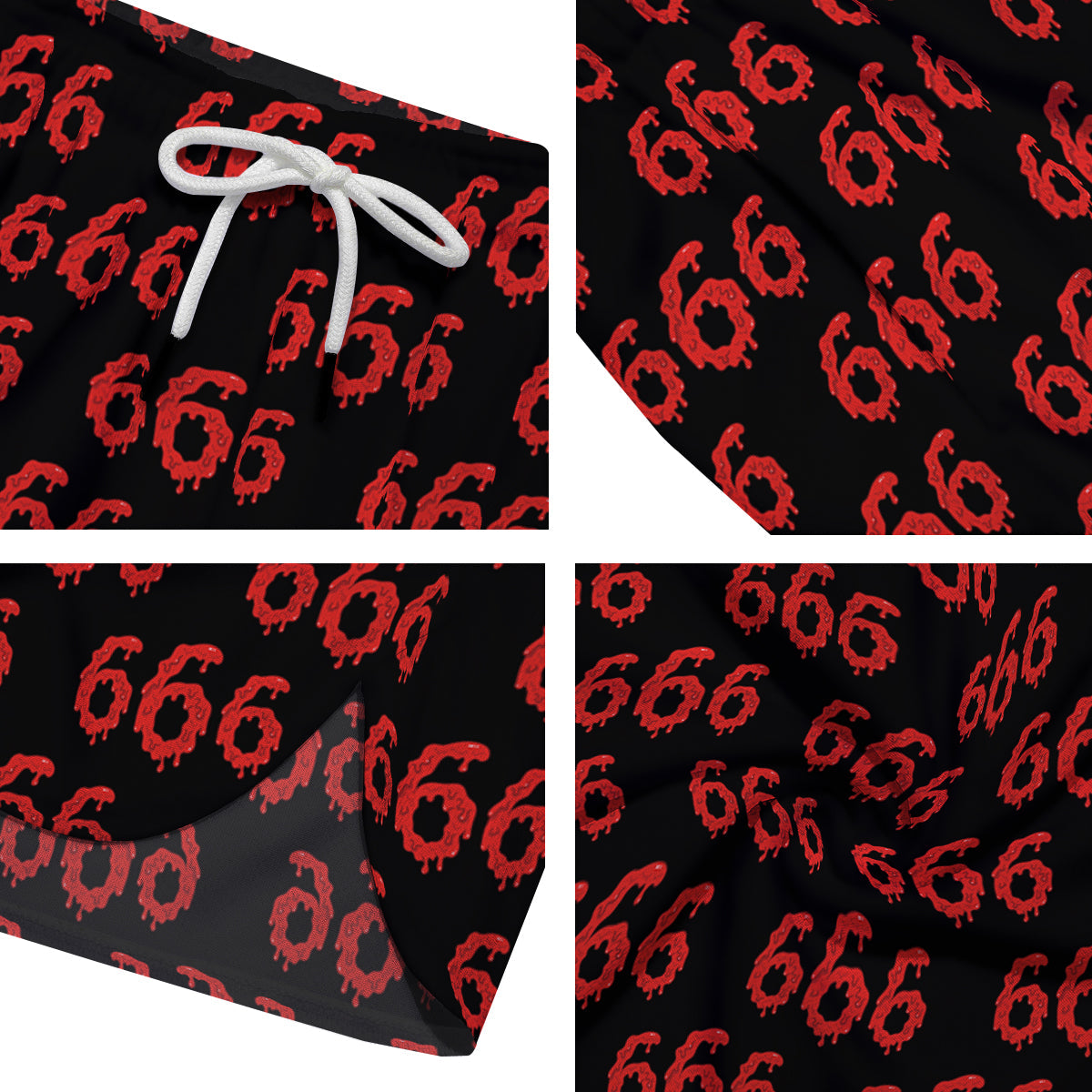 Satan 666 Print Pattern Men's Running Shorts-grizzshop