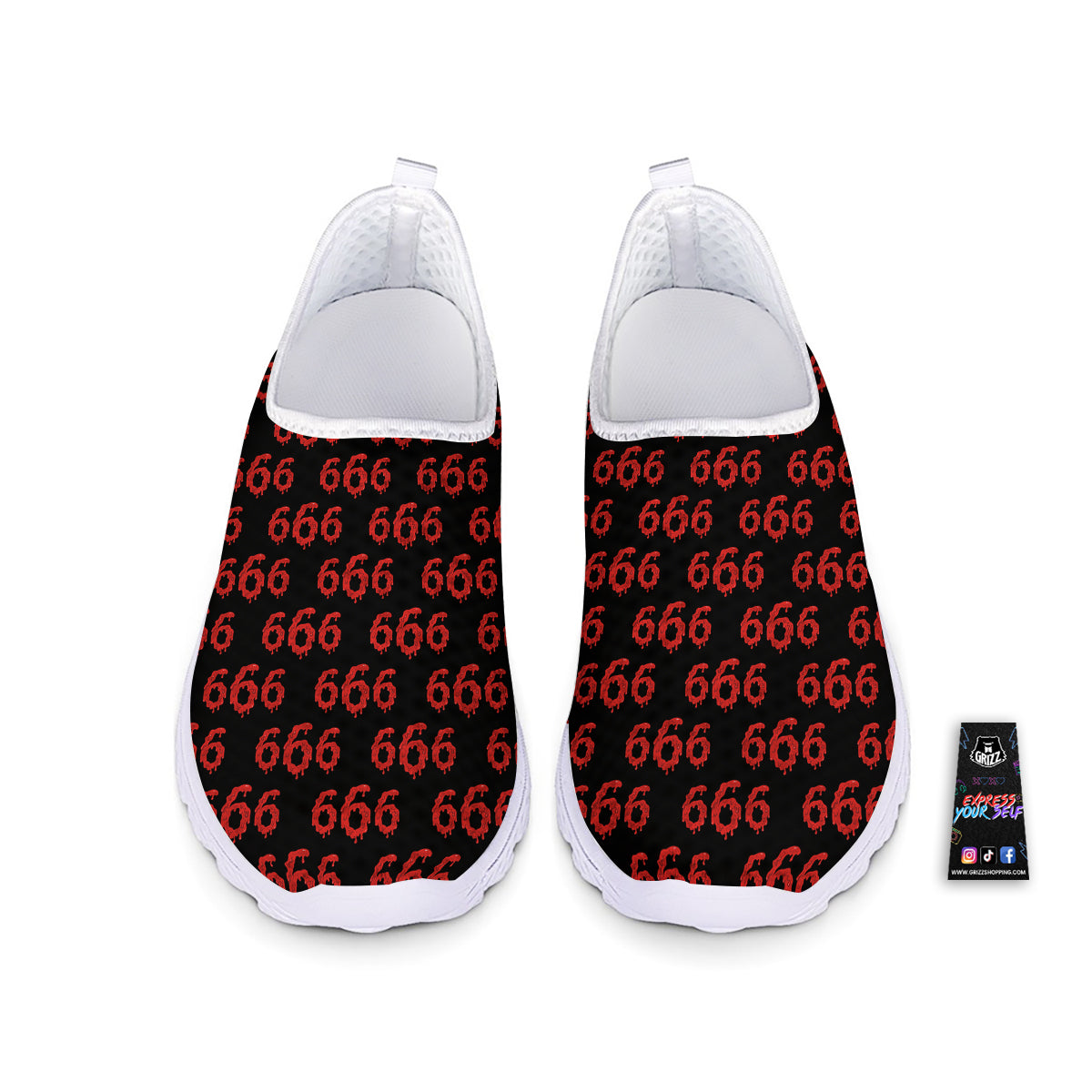 Satan 666 Print Pattern Nurse Shoes-grizzshop
