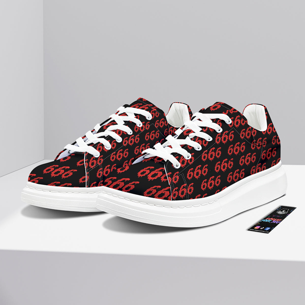 Satan 666 Print Pattern Platform Shoes-grizzshop