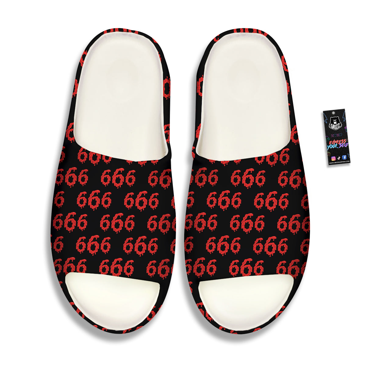 Satan 666 Print Pattern Sandals-grizzshop