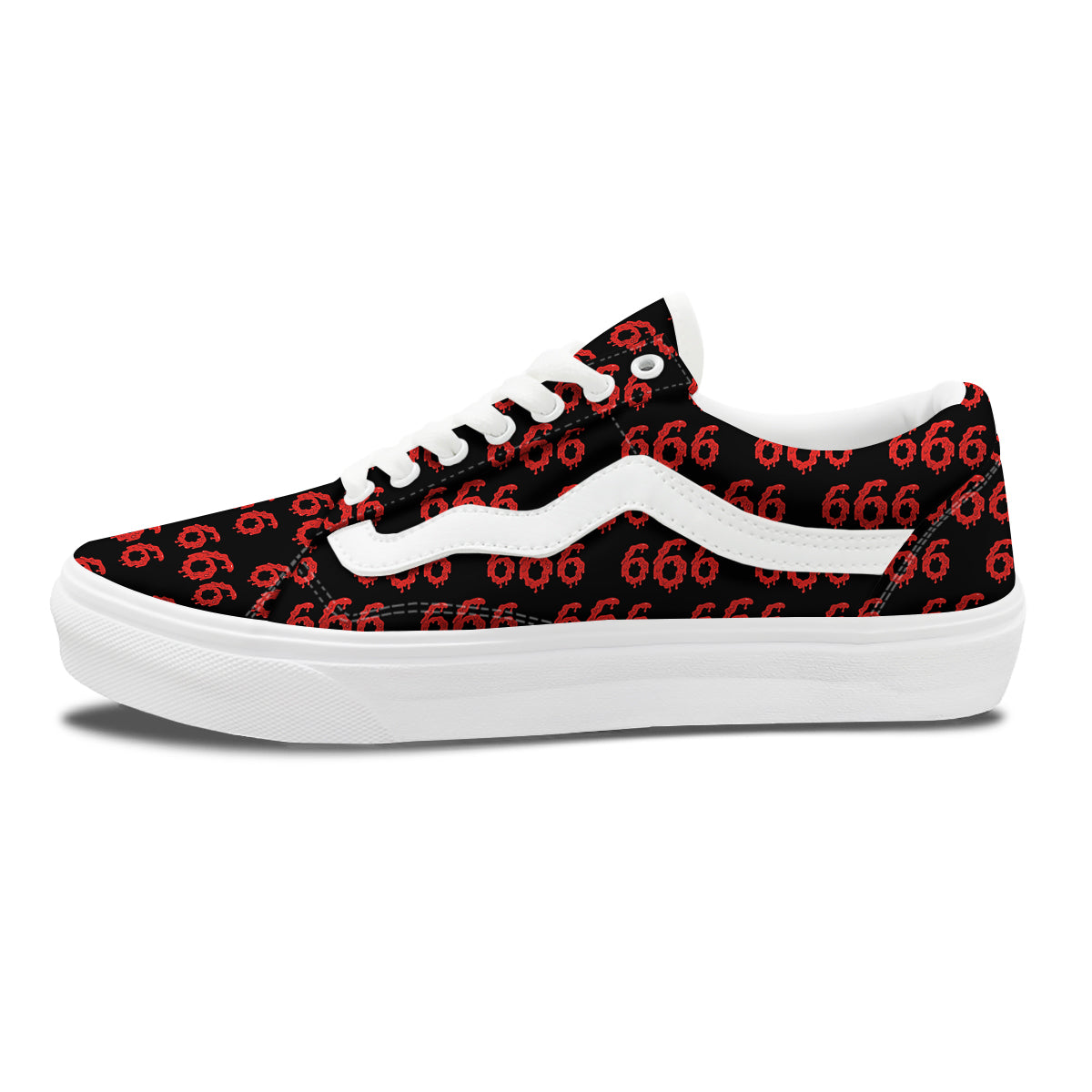 Satan 666 Print Pattern Skate Shoes-grizzshop
