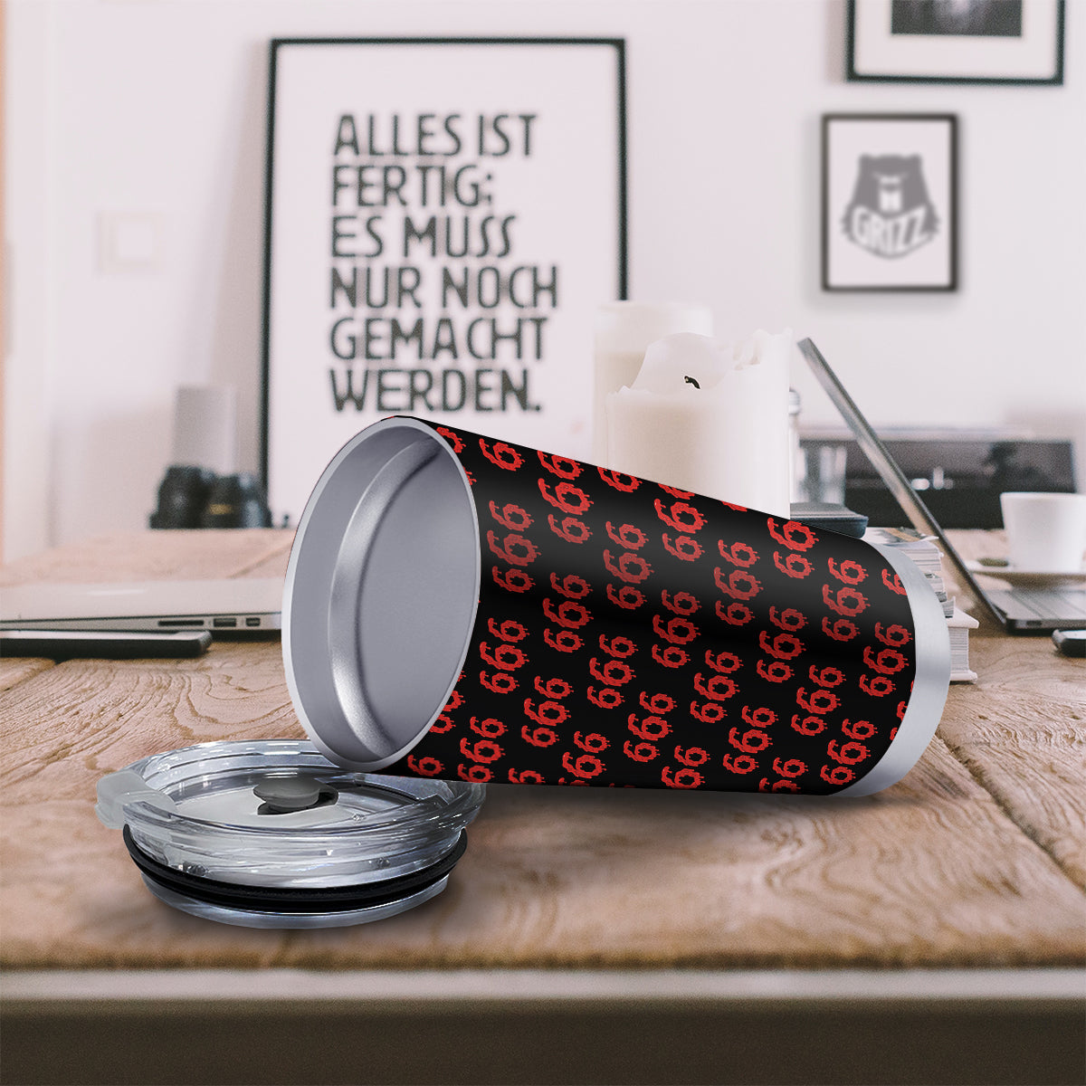 Satan 666 Print Pattern Tumbler-grizzshop