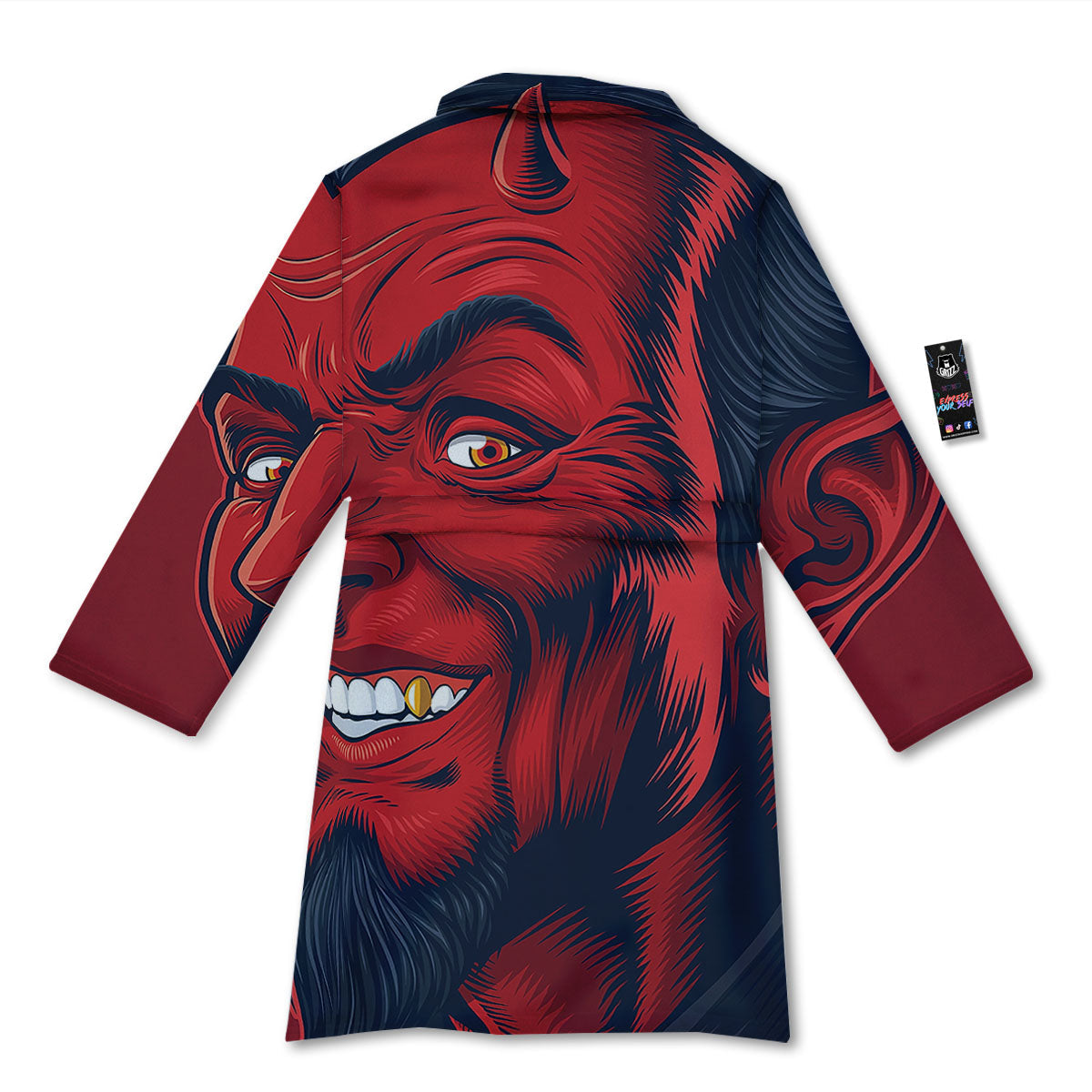 Satan Red Devil Print Bathrobe-grizzshop