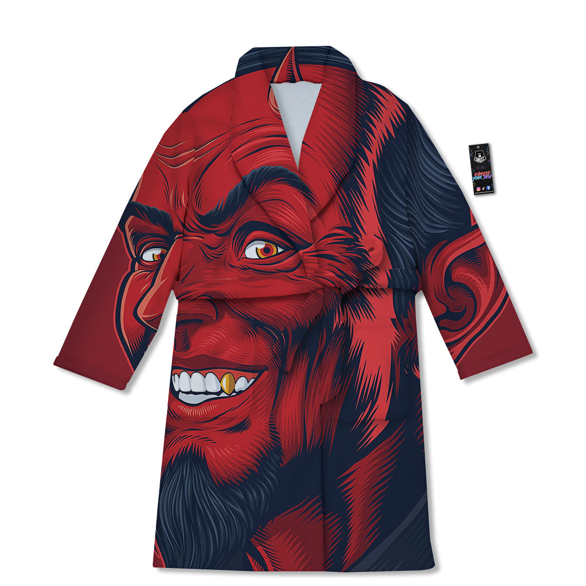 Satan Red Devil Print Bathrobe-grizzshop