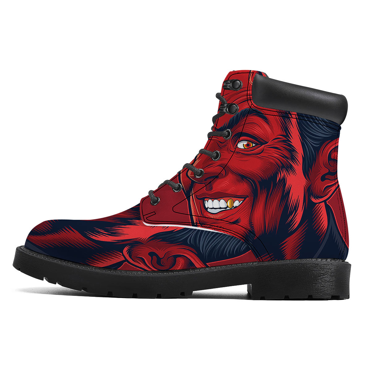 Satan Red Devil Print Boots-grizzshop