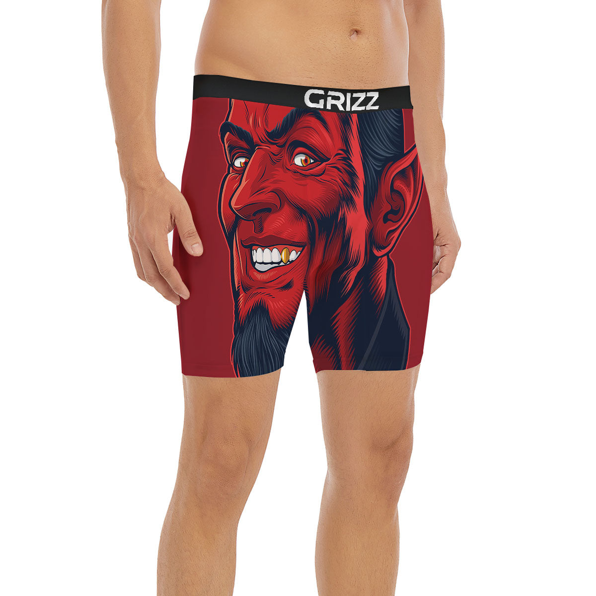 Satan Red Devil Print Boxer Briefs-grizzshop