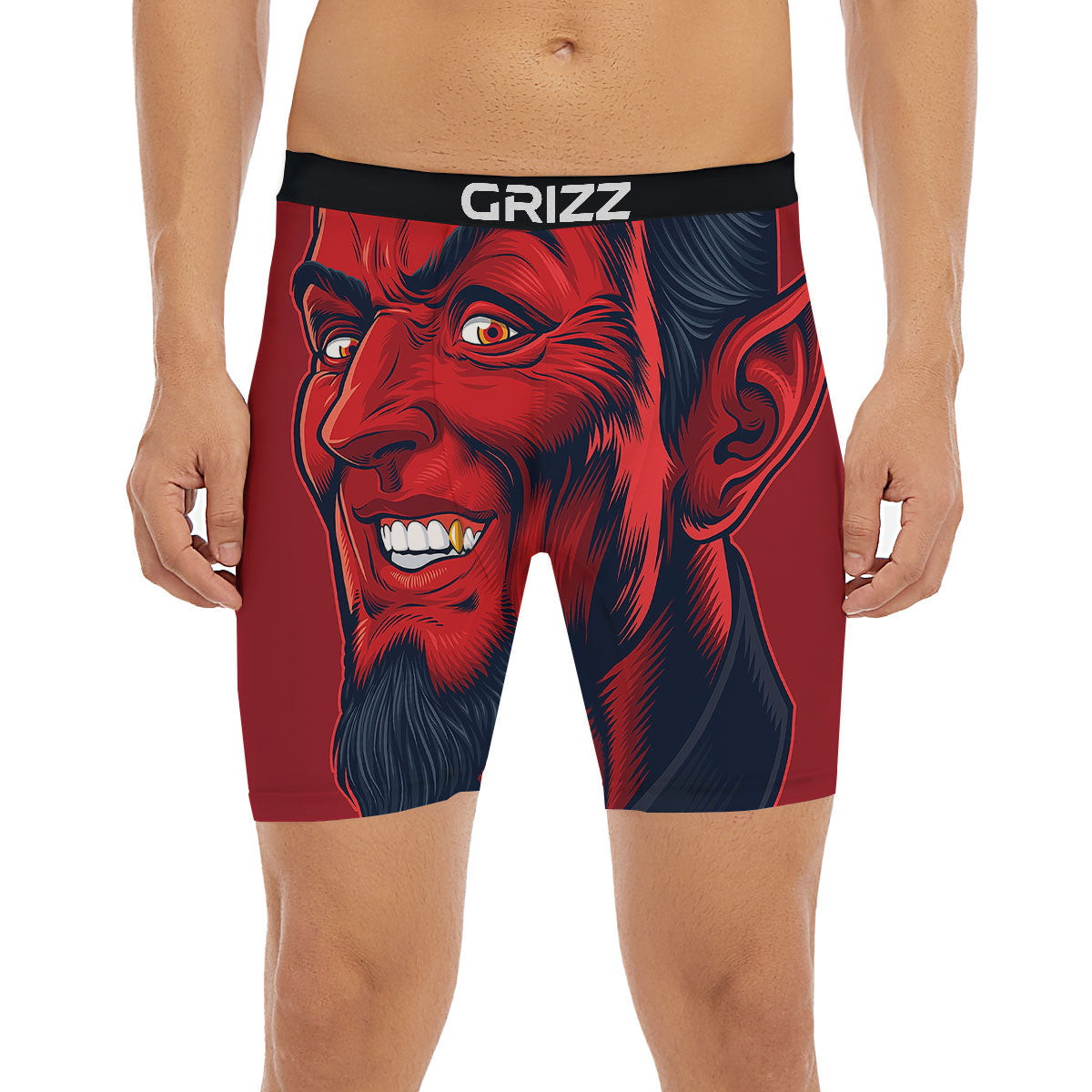 Satan Red Devil Print Boxer Briefs-grizzshop