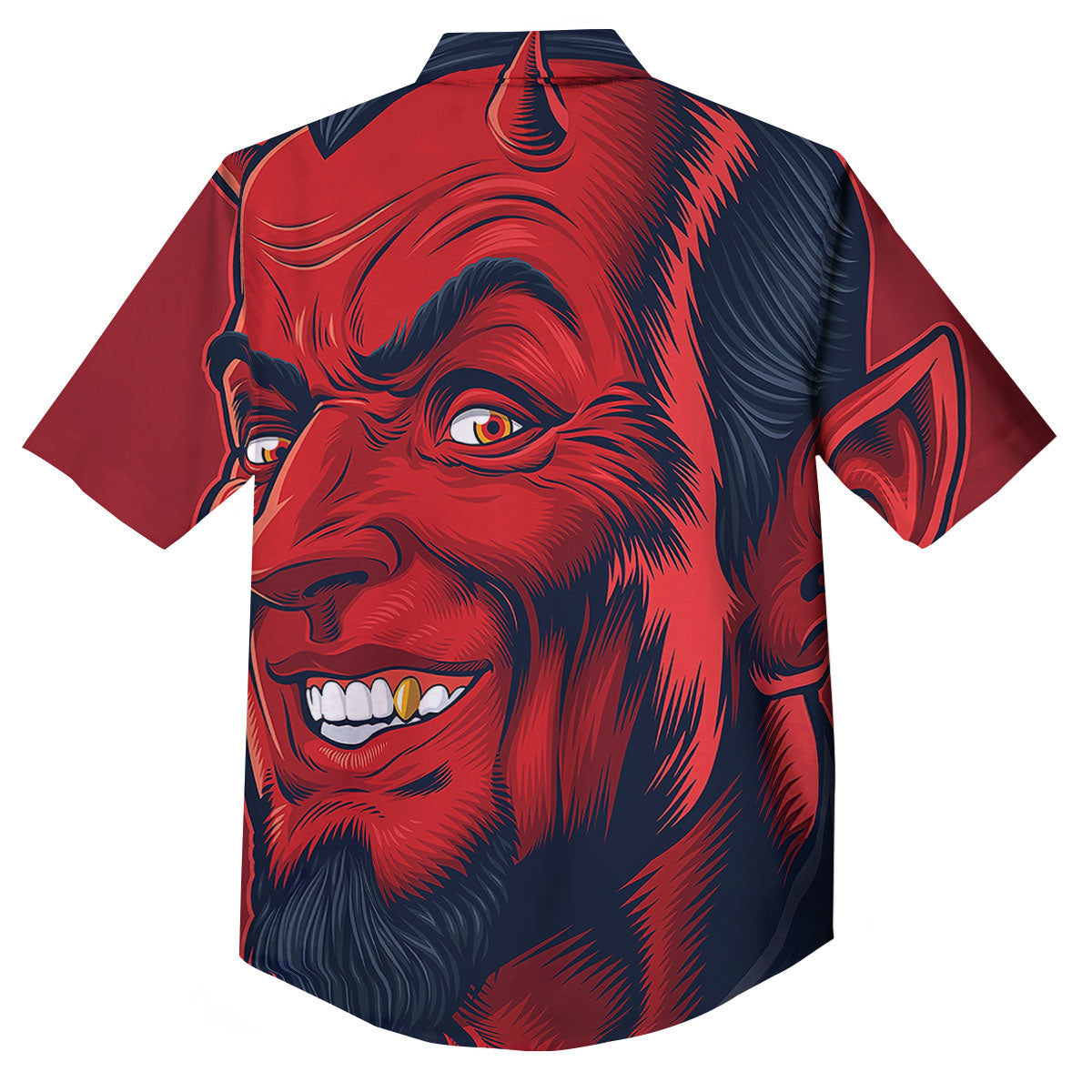 Satan Red Devil Print Button Up Shirt-grizzshop
