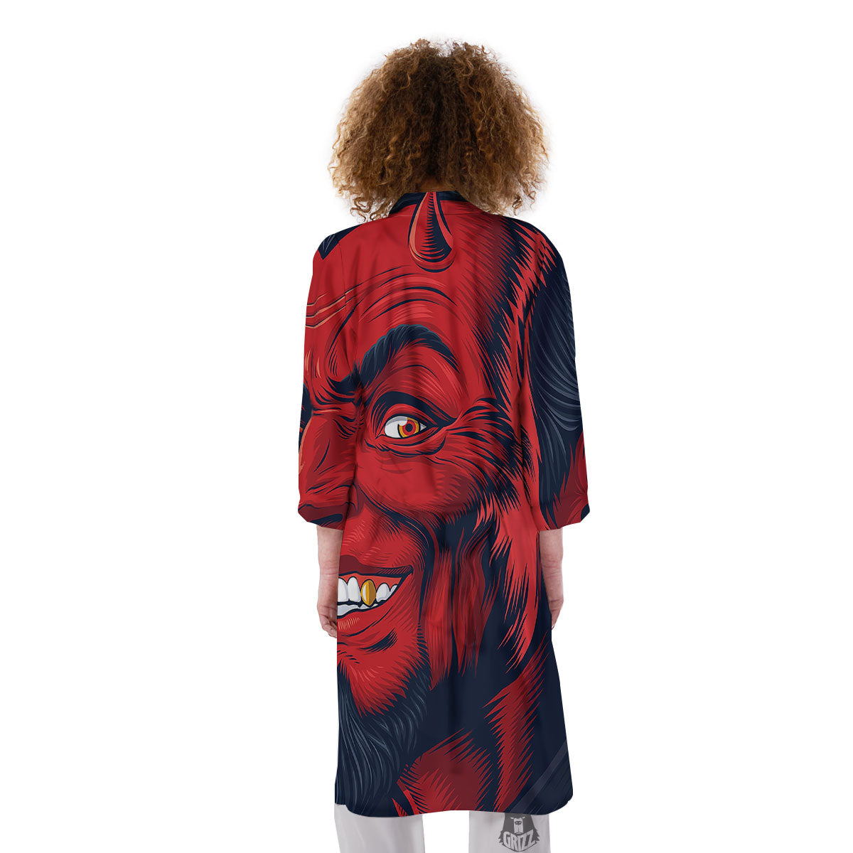 Satan Red Devil Print Kimono-grizzshop