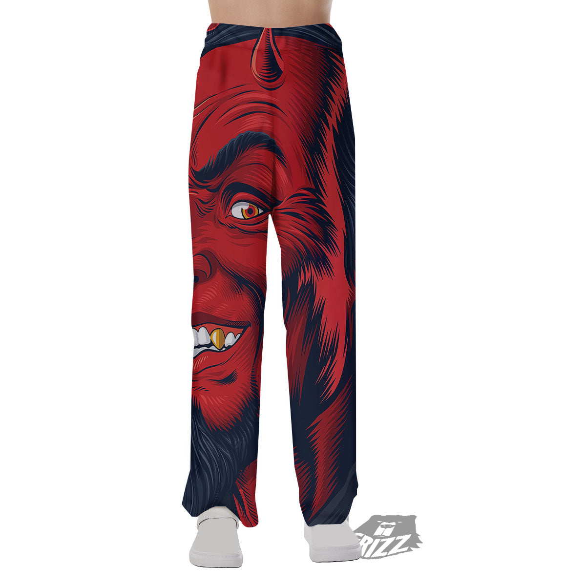 Satan Red Devil Print Pajama Pants-grizzshop