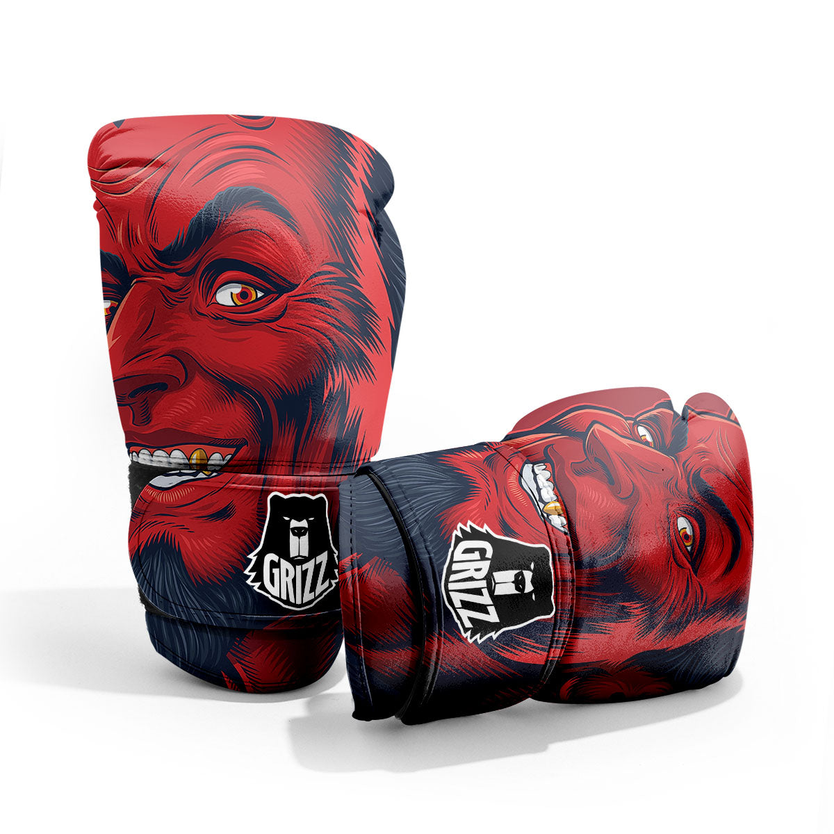 Satan Red Devil Print Sparring Gloves-grizzshop