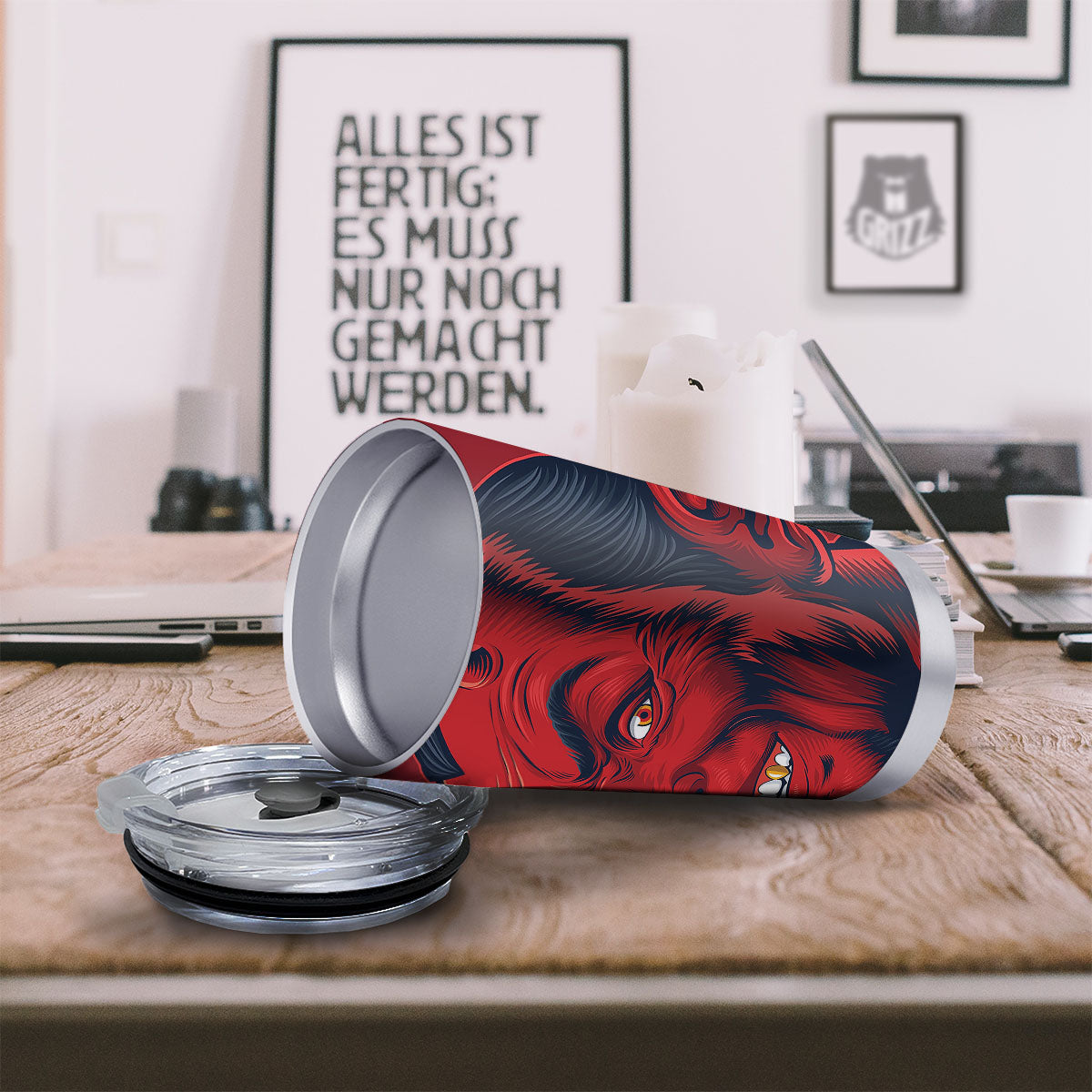 Satan Red Devil Print Tumbler-grizzshop