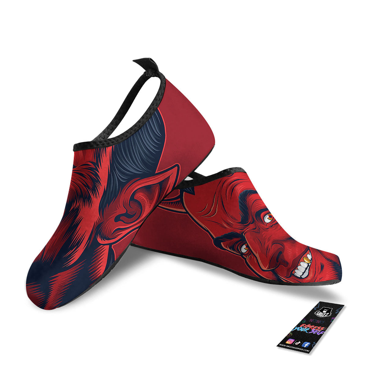 Satan Red Devil Print Water Shoes-grizzshop