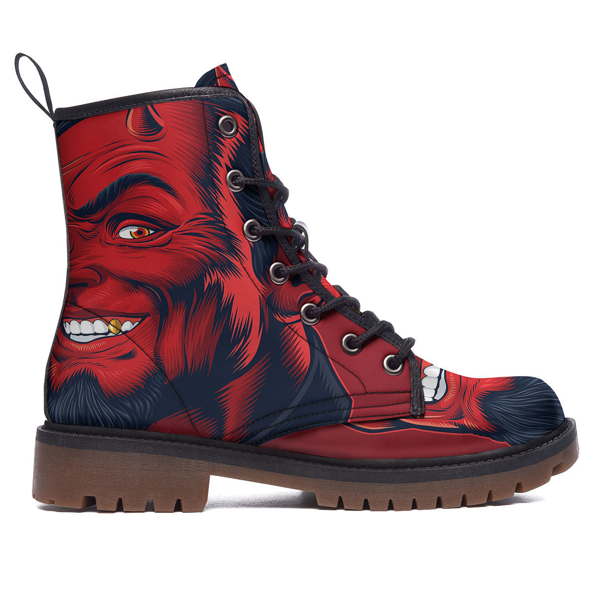 Satan Red Devil Print Work Boots-grizzshop