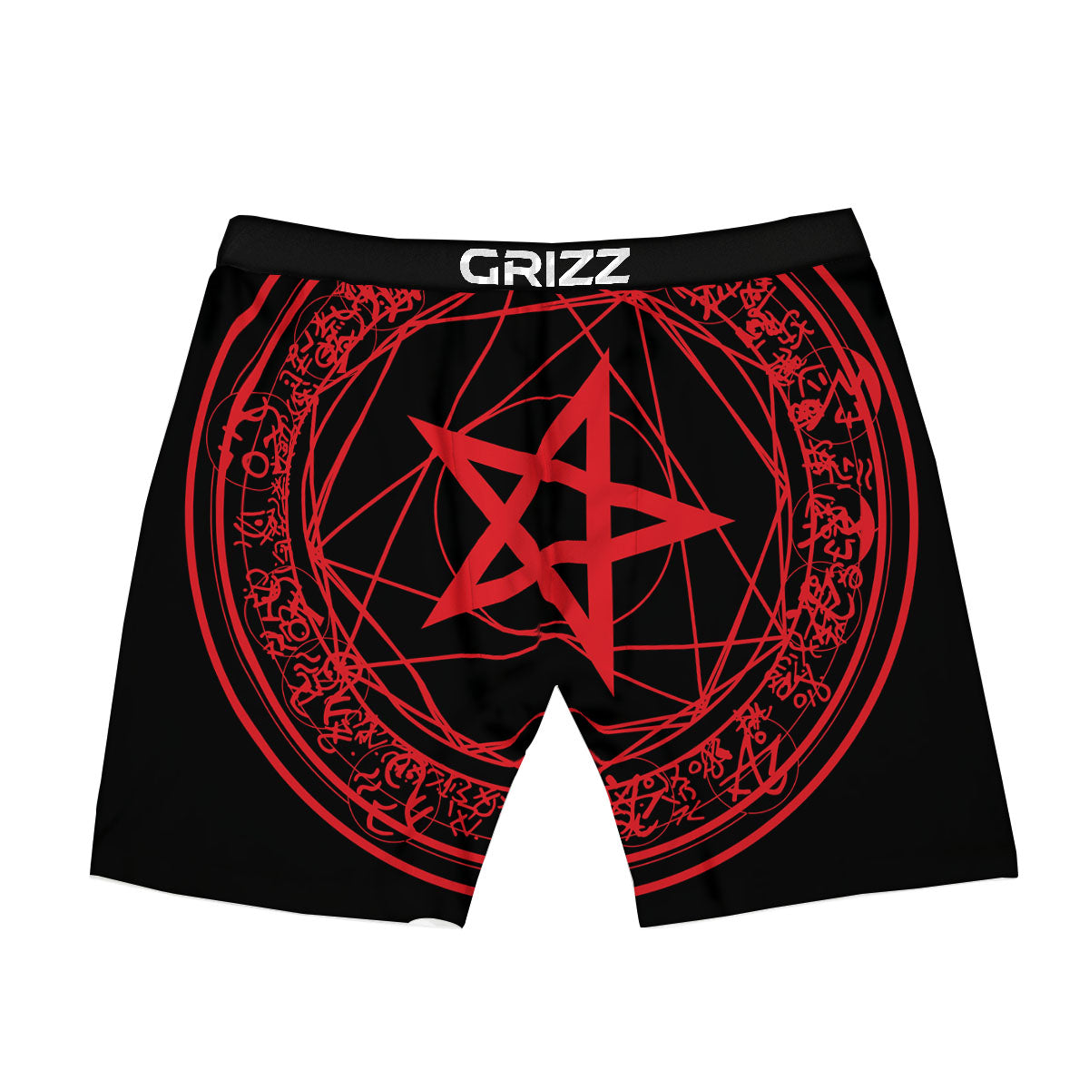 Satanic Pentagram Red And Black Print Boxer Briefs-grizzshop