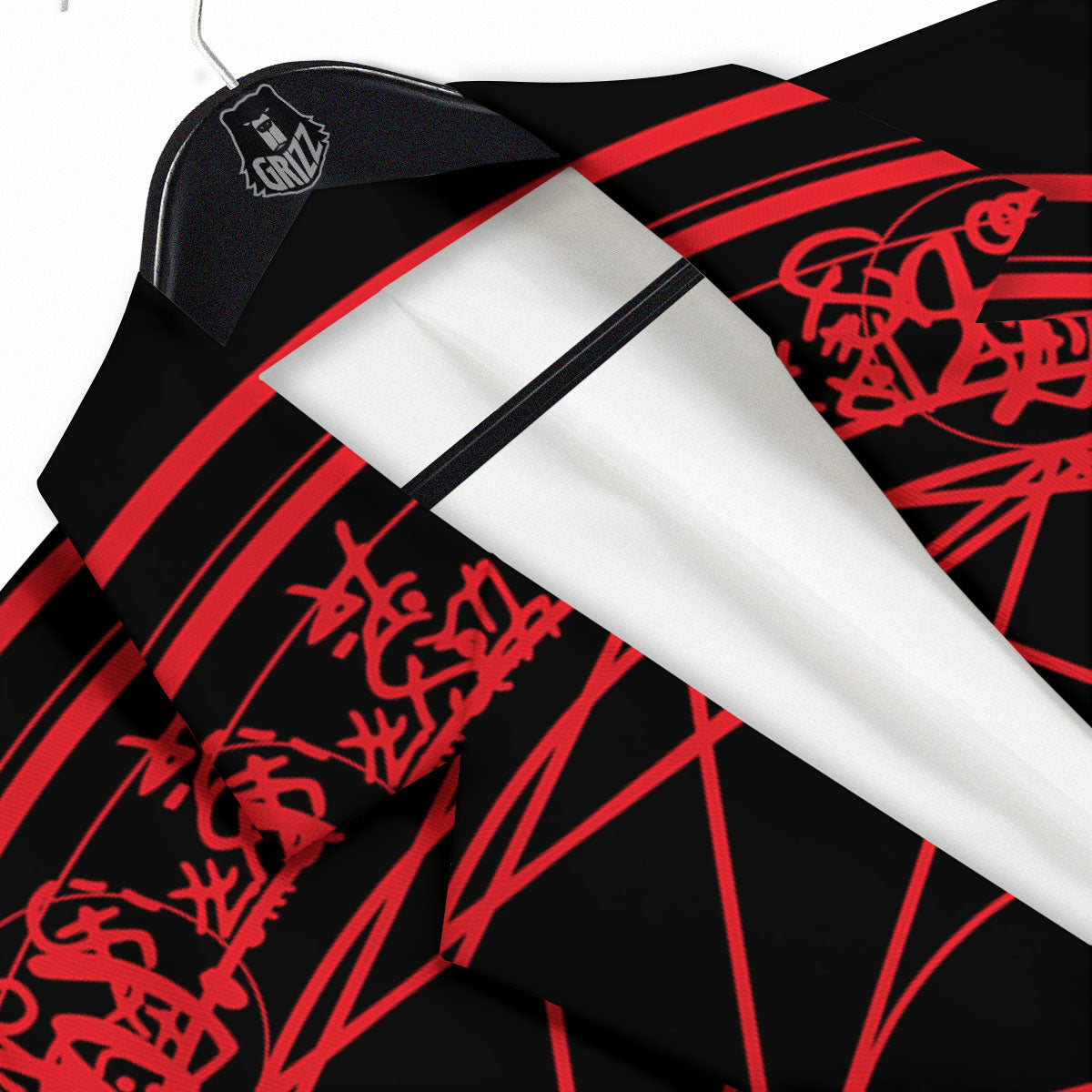 Satanic Pentagram Red And Black Print Men's Sport Coat-grizzshop