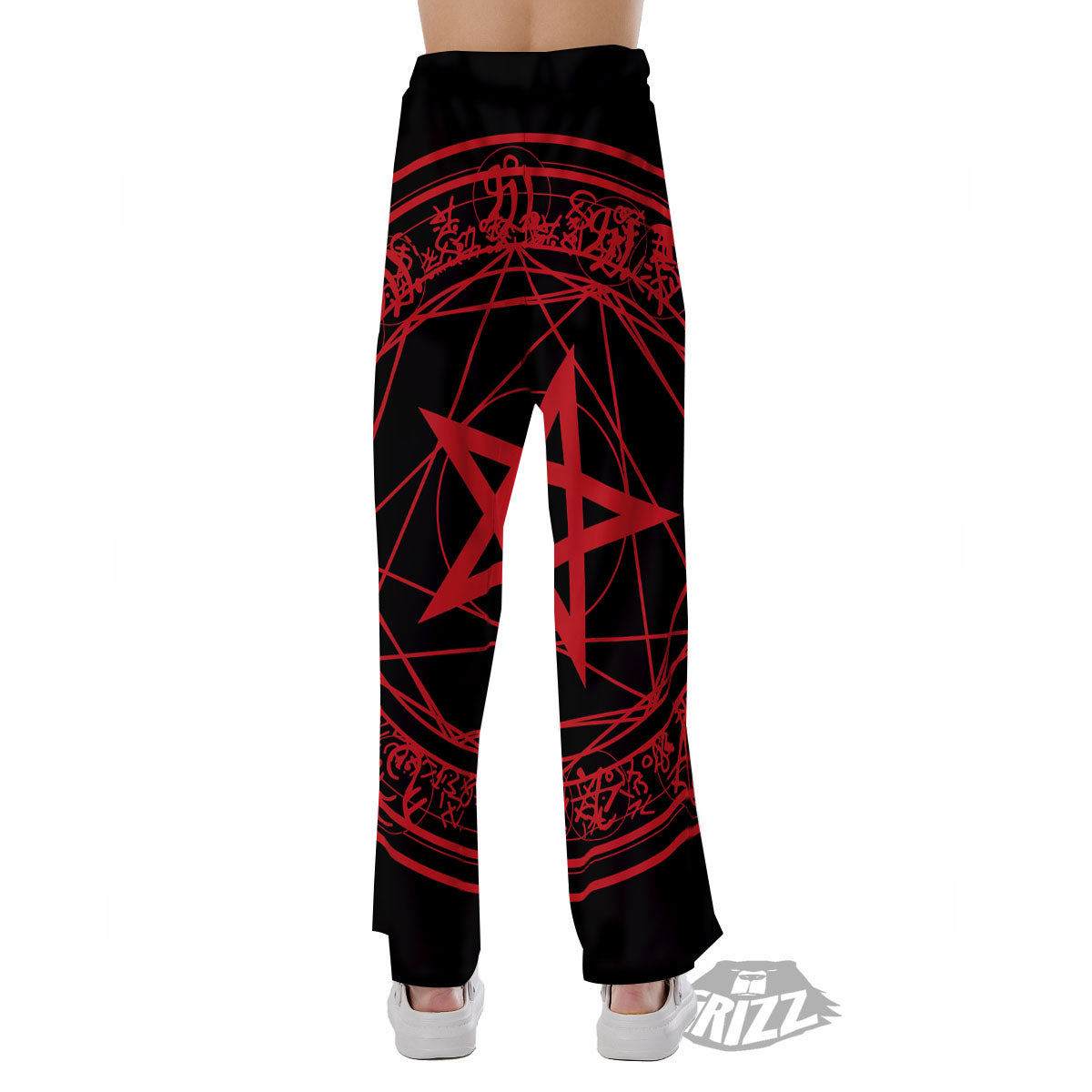 Satanic Pentagram Red And Black Print Pajama Pants-grizzshop
