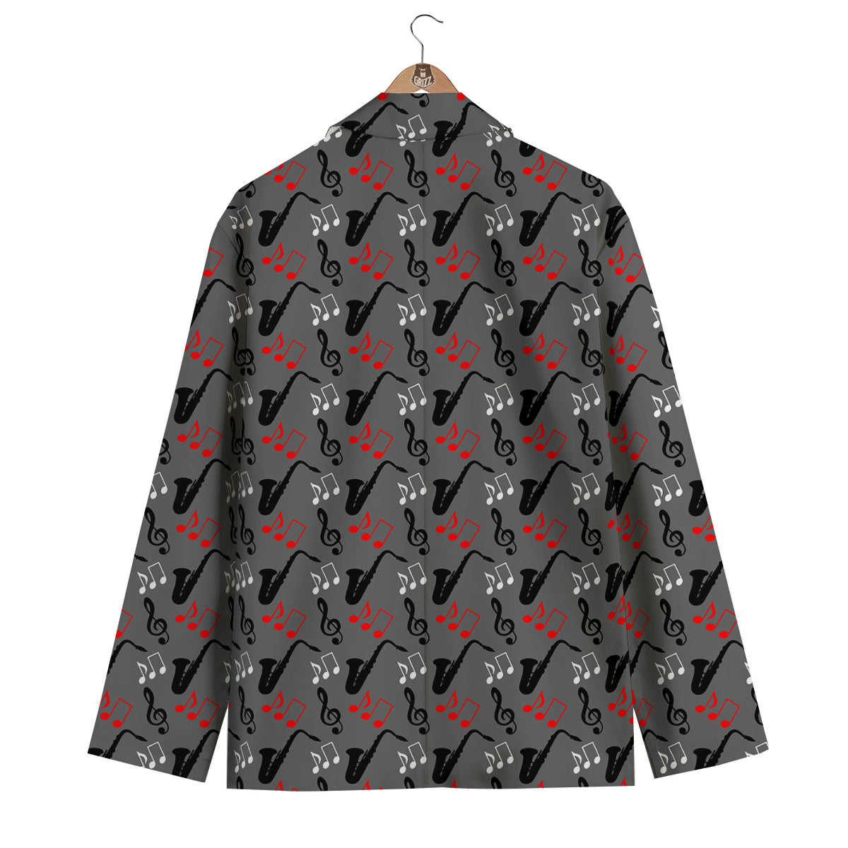 Saxophone Pattern Print Men's Blazer-grizzshop