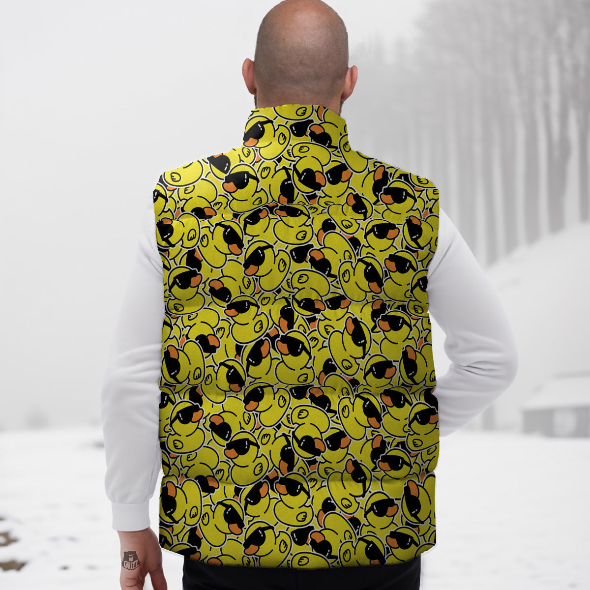 Saxophone Print Pattern Down Vest-grizzshop