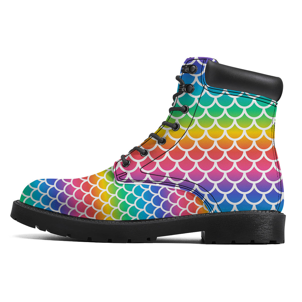 Scale Rainbow Mermaid Print Pattern Boots-grizzshop