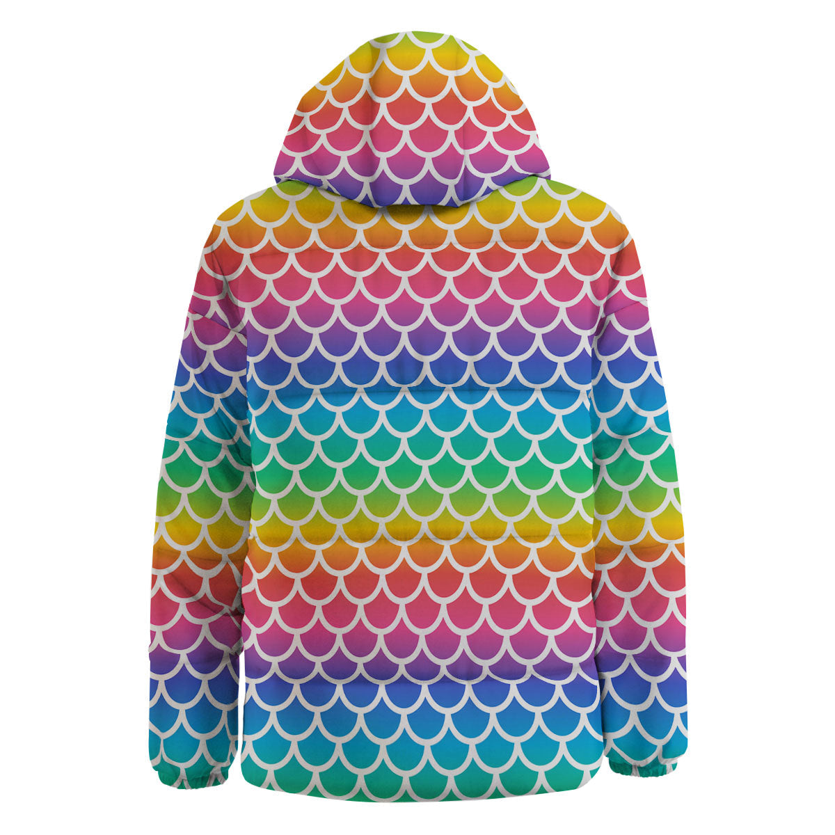 Scale Rainbow Mermaid Print Pattern Down Jacket-grizzshop