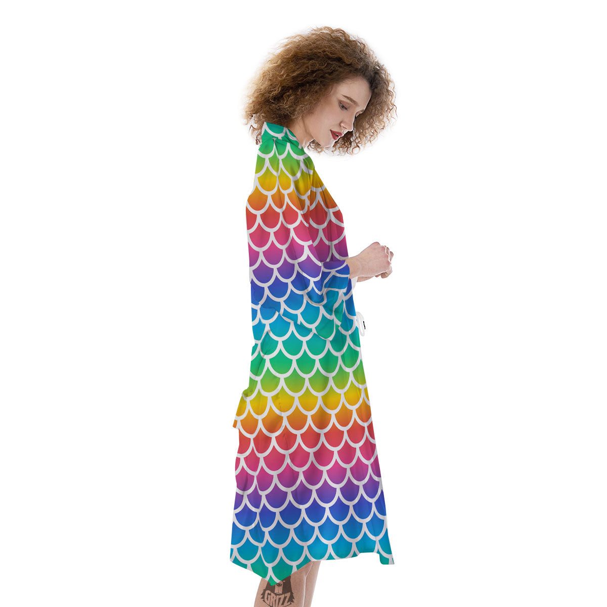 Scale Rainbow Mermaid Print Pattern Kimono-grizzshop