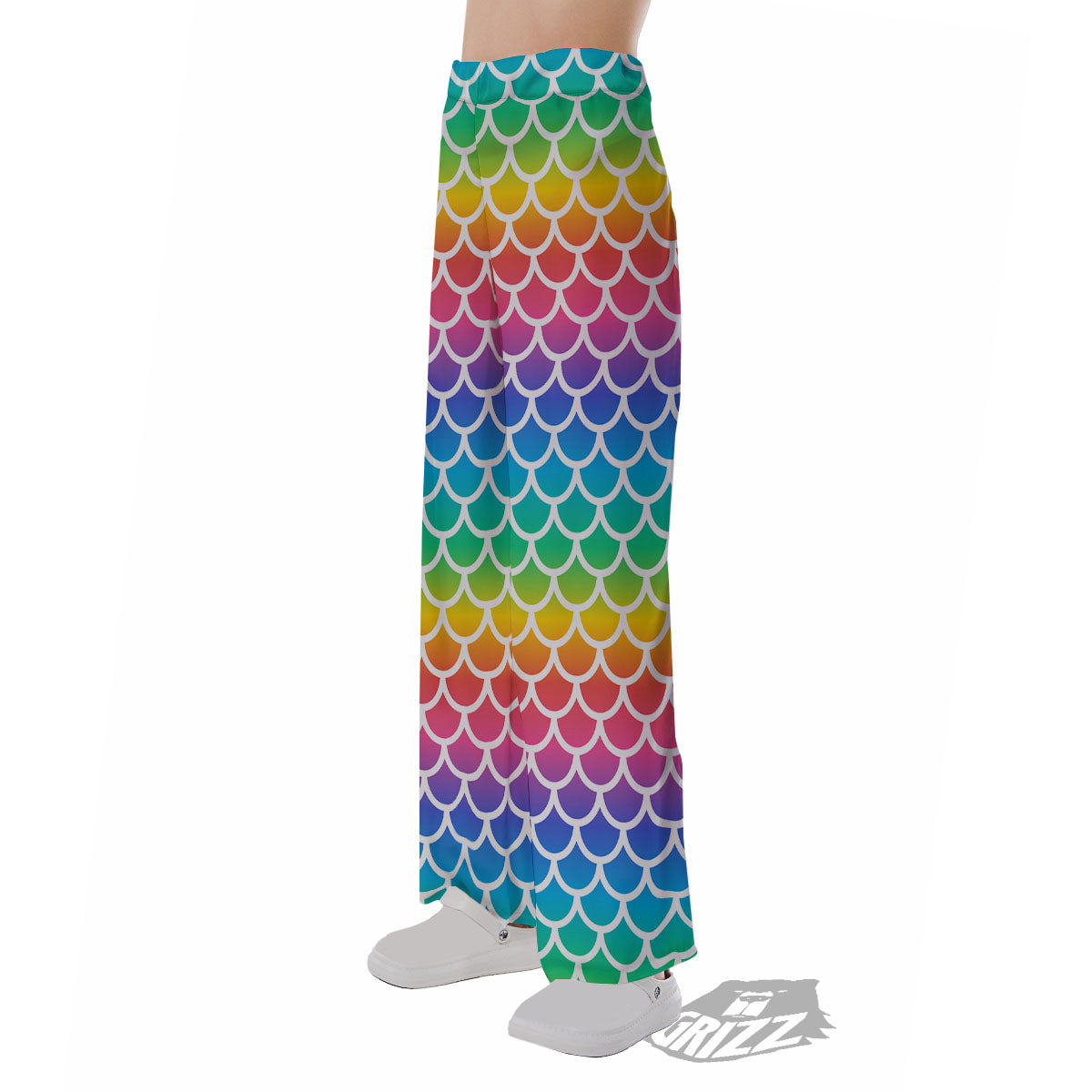 Scale Rainbow Mermaid Print Pattern Pajama Pants-grizzshop