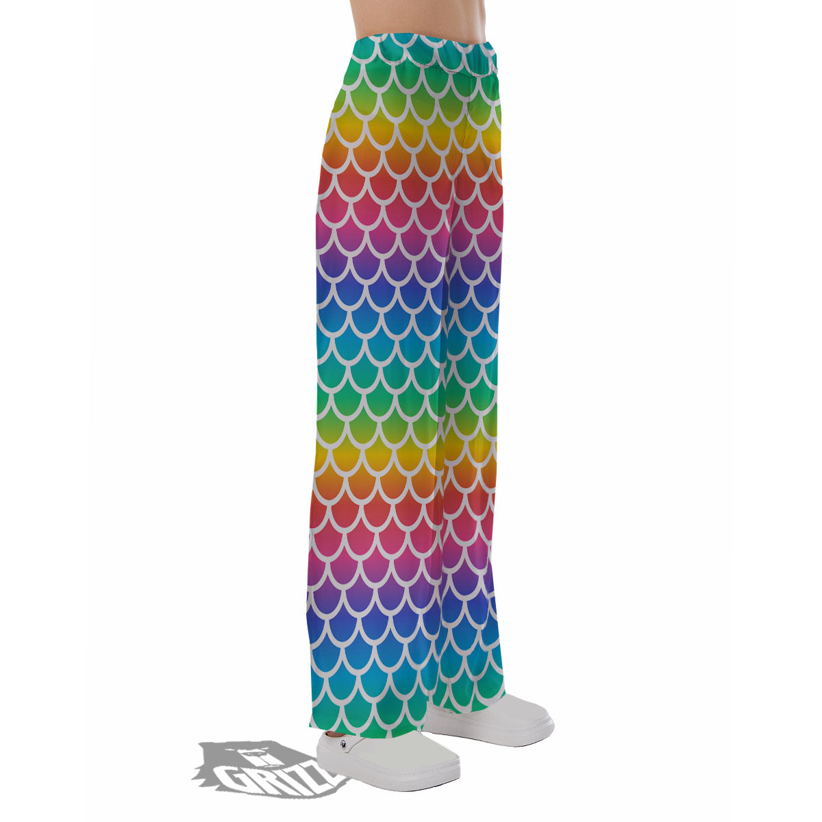 Scale Rainbow Mermaid Print Pattern Pajama Pants-grizzshop