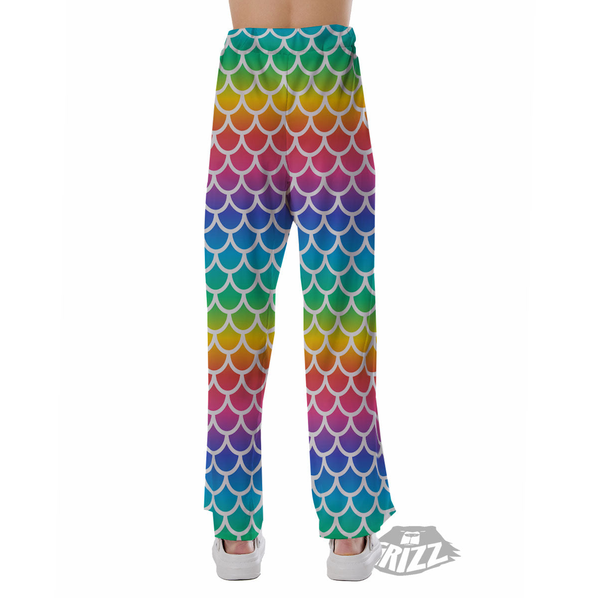 Scale Rainbow Mermaid Print Pattern Pajama Pants-grizzshop