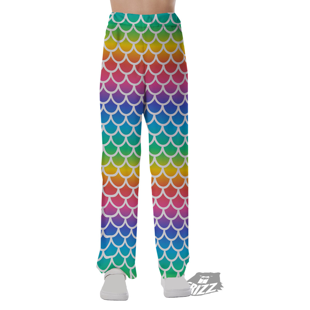 Scale Rainbow Mermaid Print Pattern Pajama Pants-grizzshop