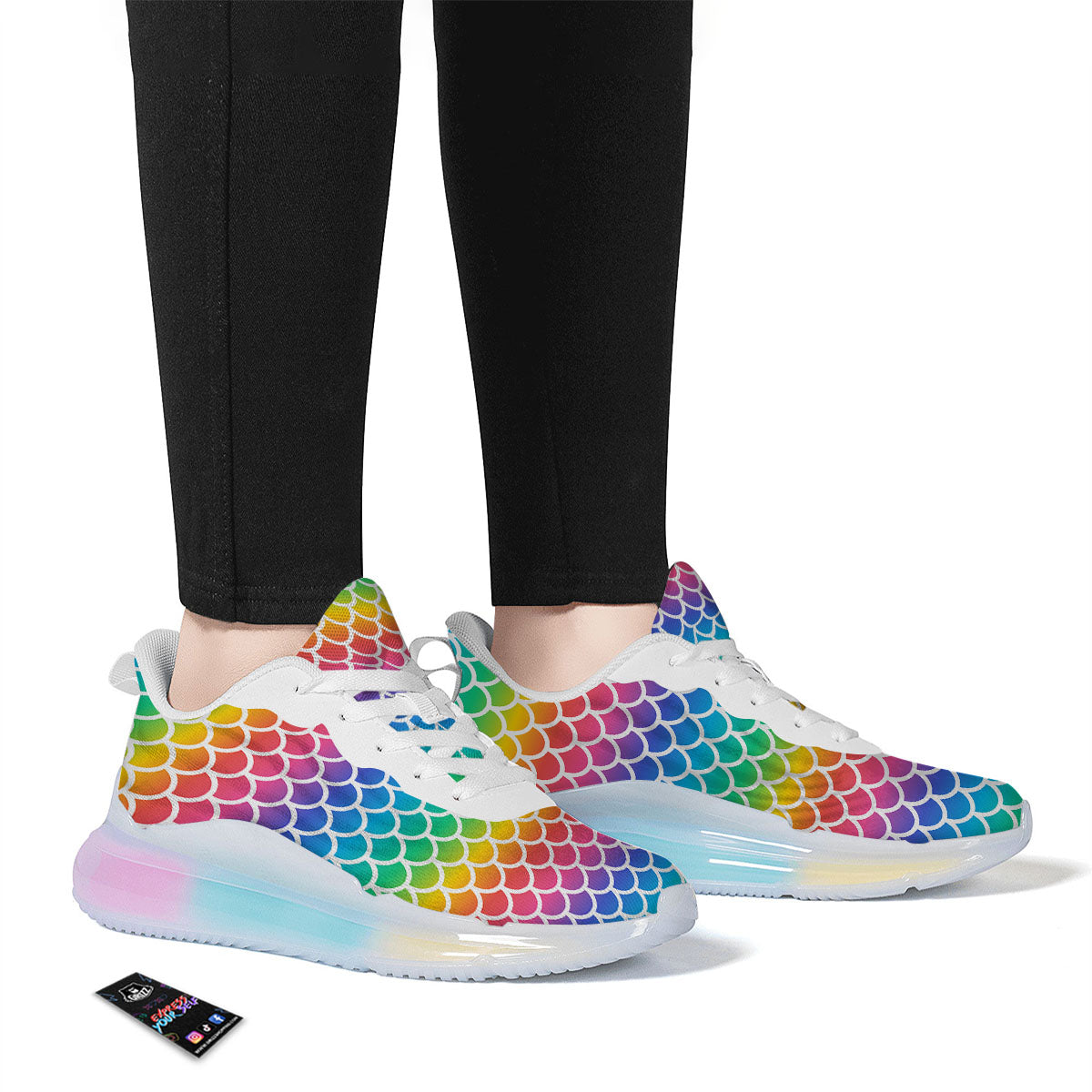 Scale Rainbow Mermaid Print Pattern Running Sneakers-grizzshop