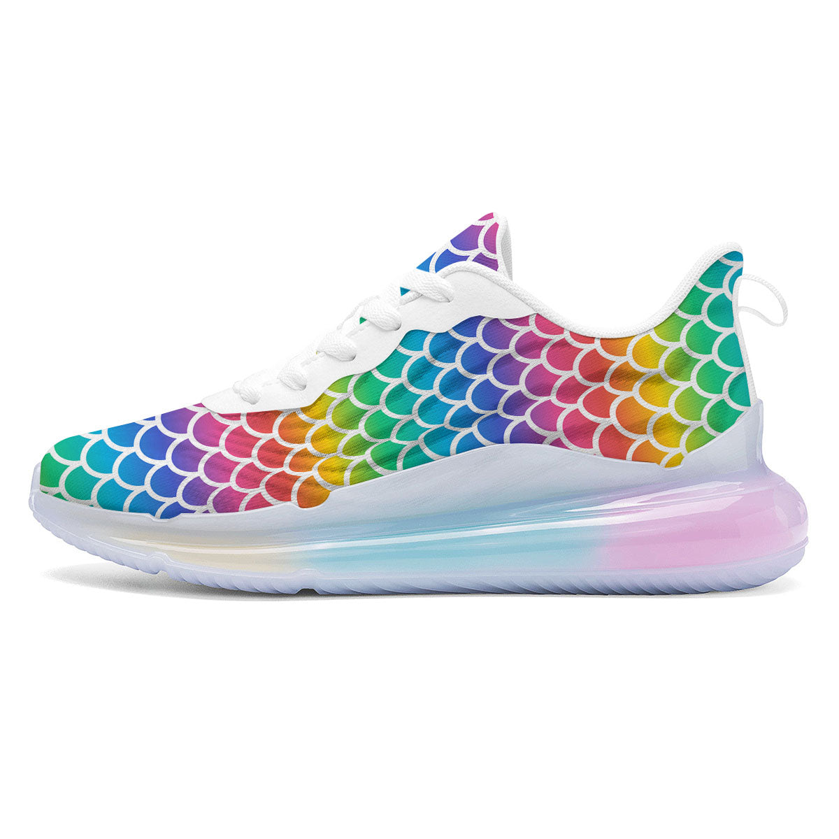 Scale Rainbow Mermaid Print Pattern Running Sneakers-grizzshop