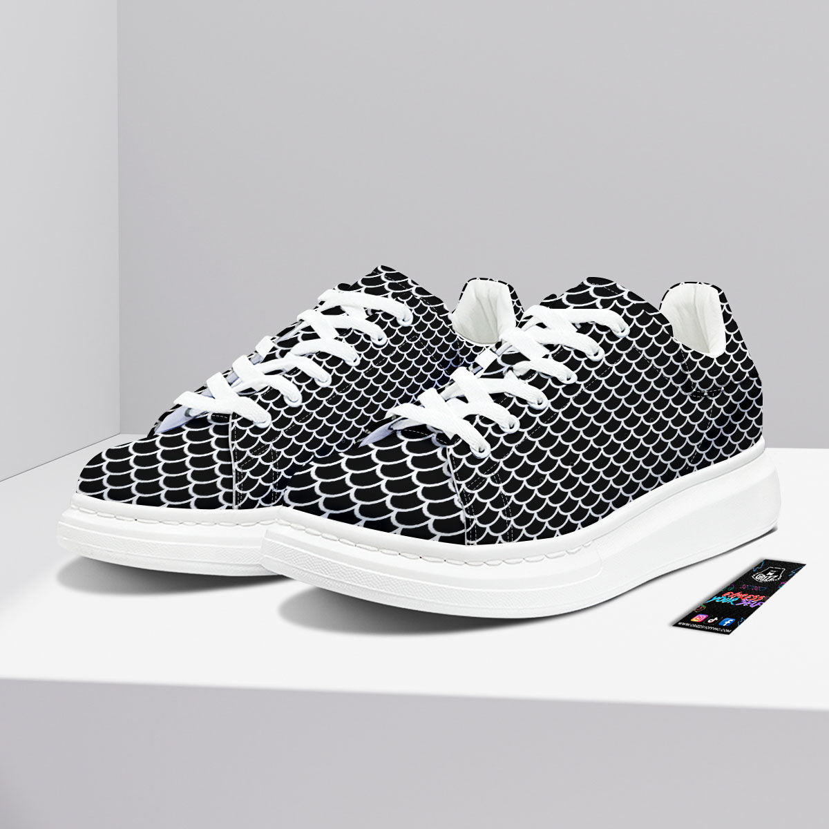Axolotl Black Pattern Print Men Women's High Top Shoes