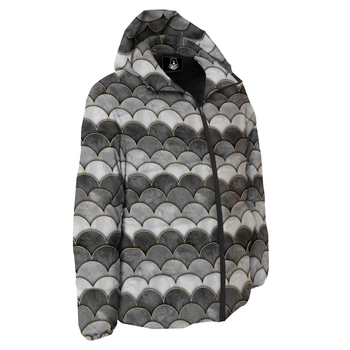 Scales Mermaid Print Pattern Down Jacket-grizzshop