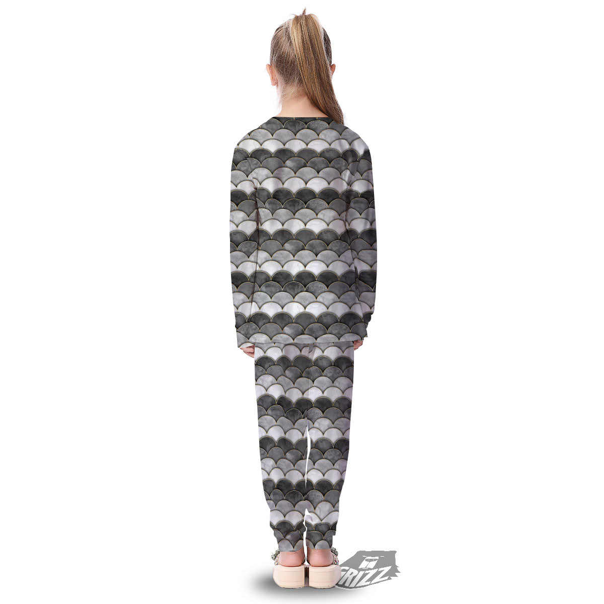 Scales Mermaid Print Pattern Kid's Pajamas-grizzshop