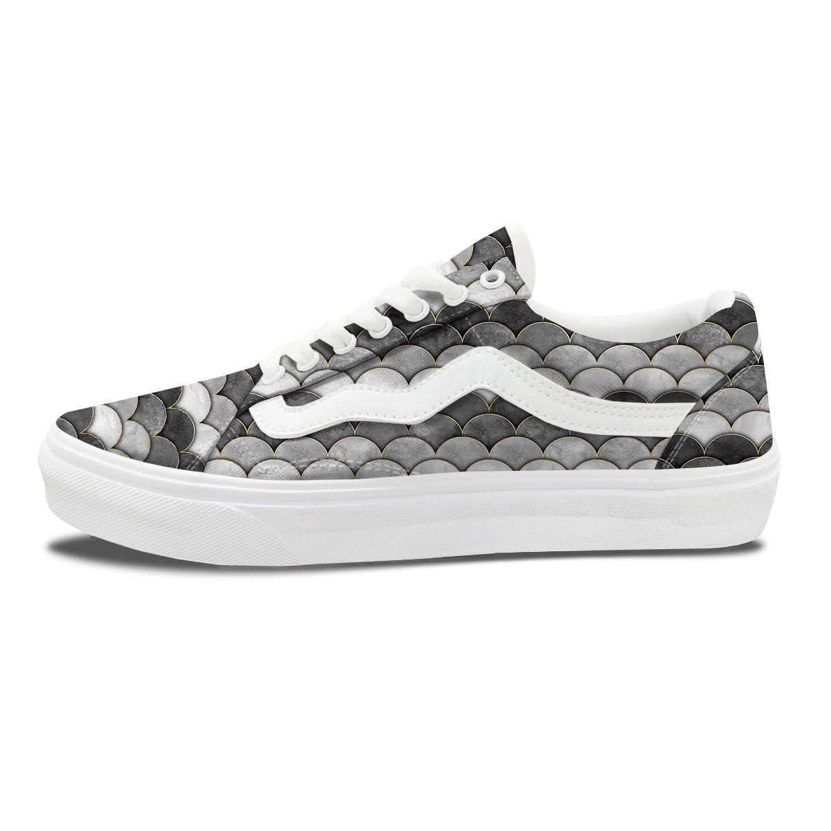 Scales Mermaid Print Pattern Skate Shoes-grizzshop