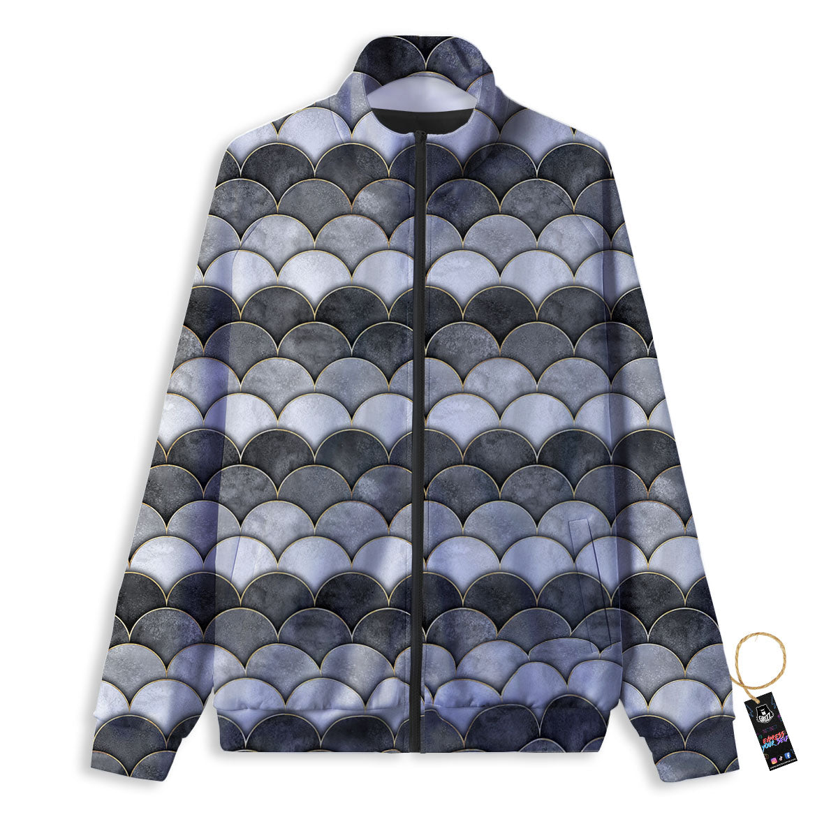 Scales Mermaid Print Pattern Track Jacket-grizzshop