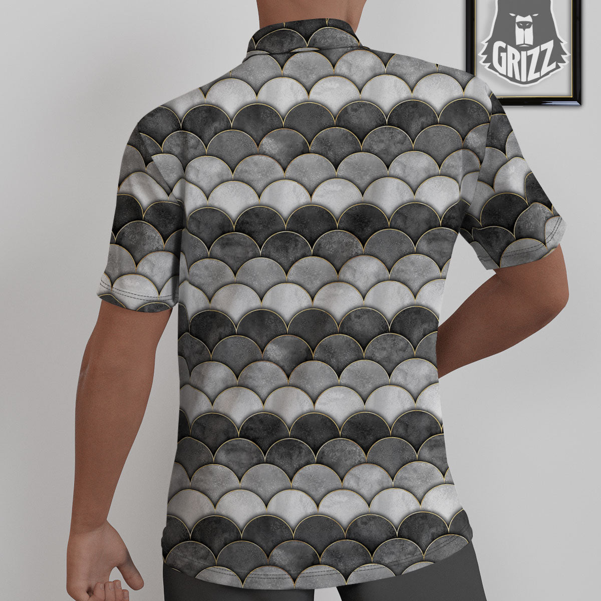 Scales Mermaid Print Pattern Untucked Shirts-grizzshop