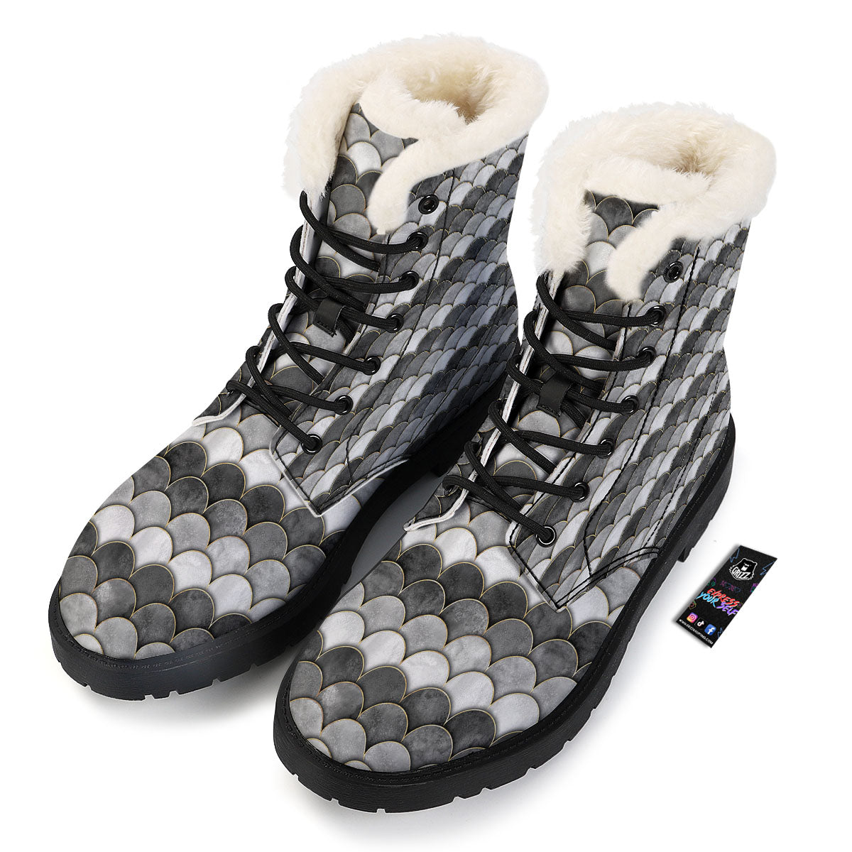 Scales Mermaid Print Pattern Winter Boots-grizzshop