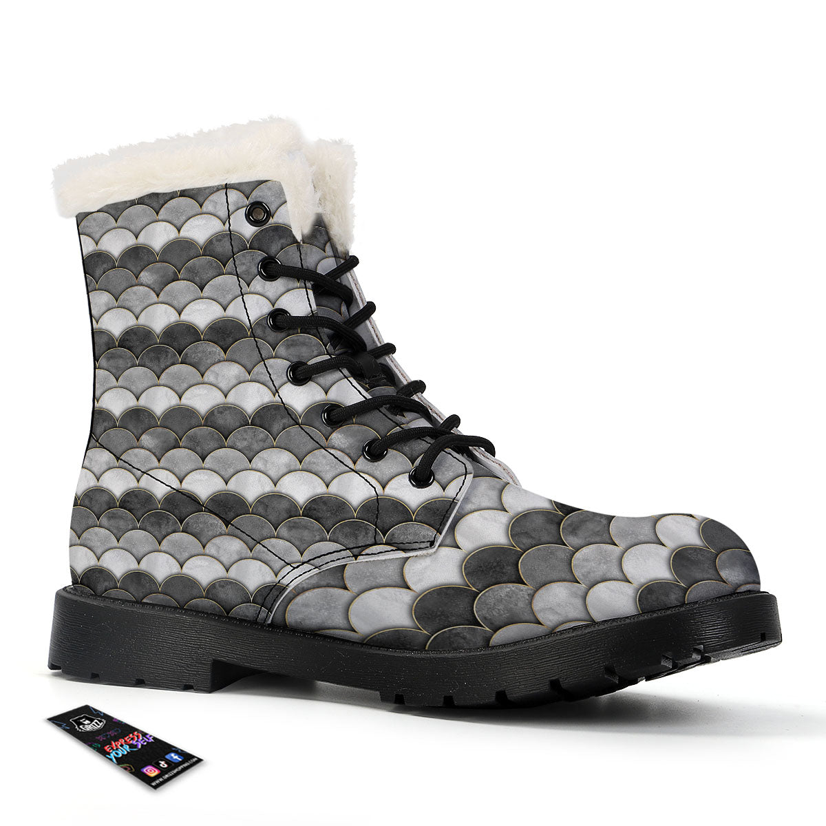 Scales Mermaid Print Pattern Winter Boots-grizzshop