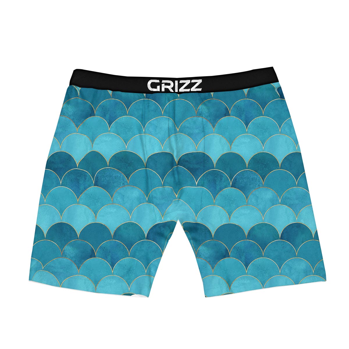 Scales Teal Mermaid Print Pattern Boxer Briefs-grizzshop